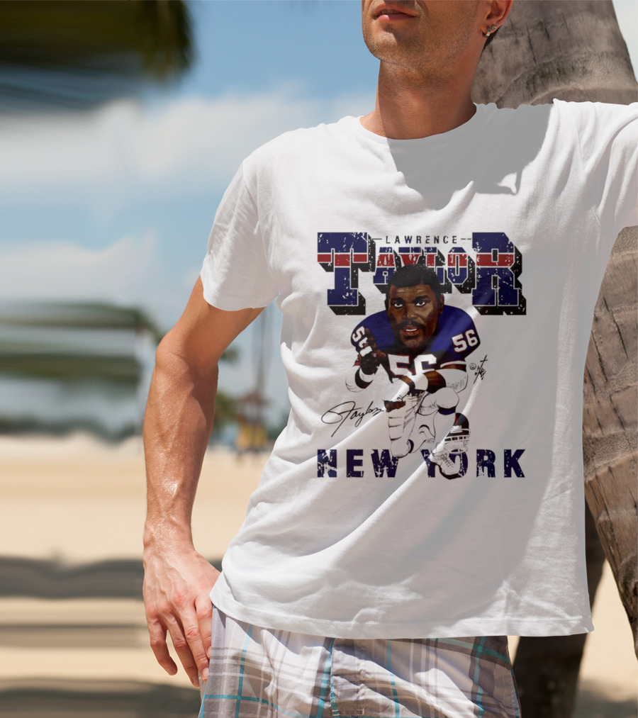 Lawrence Taylor New York Giants Kneeling Bruce Stark Collection T-Shirt