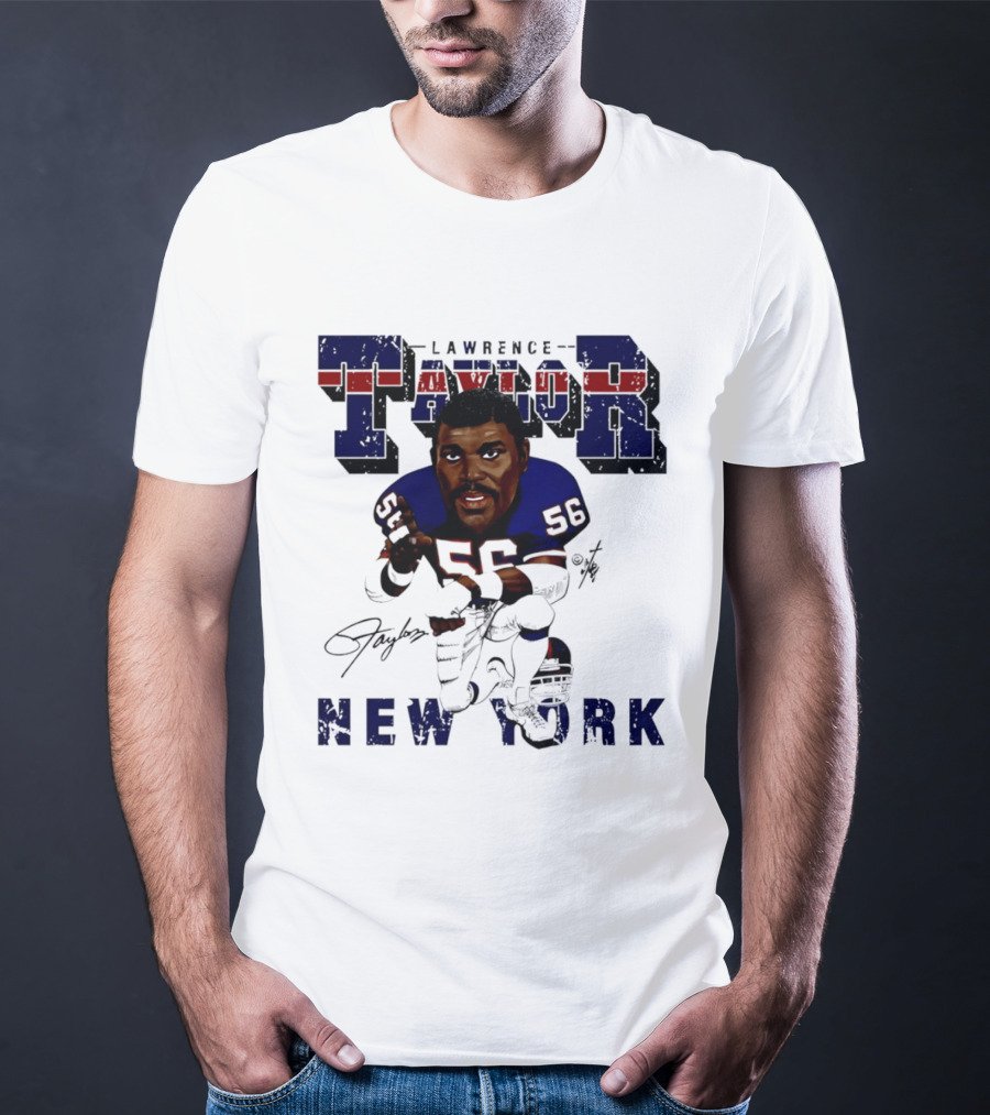 Lawrence Taylor New York Giants Kneeling Bruce Stark Collection T-Shirt