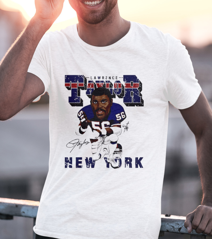 Lawrence Taylor New York Giants Kneeling Bruce Stark Collection T-Shirt