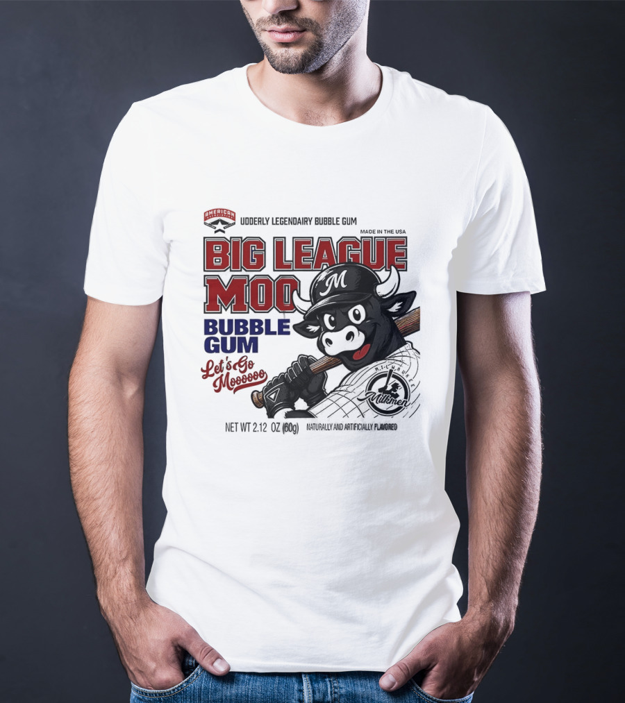 Milwaukee Milkmen Big League Moo Bubble Gum Udderly Legendary Made In USA T-Shirt