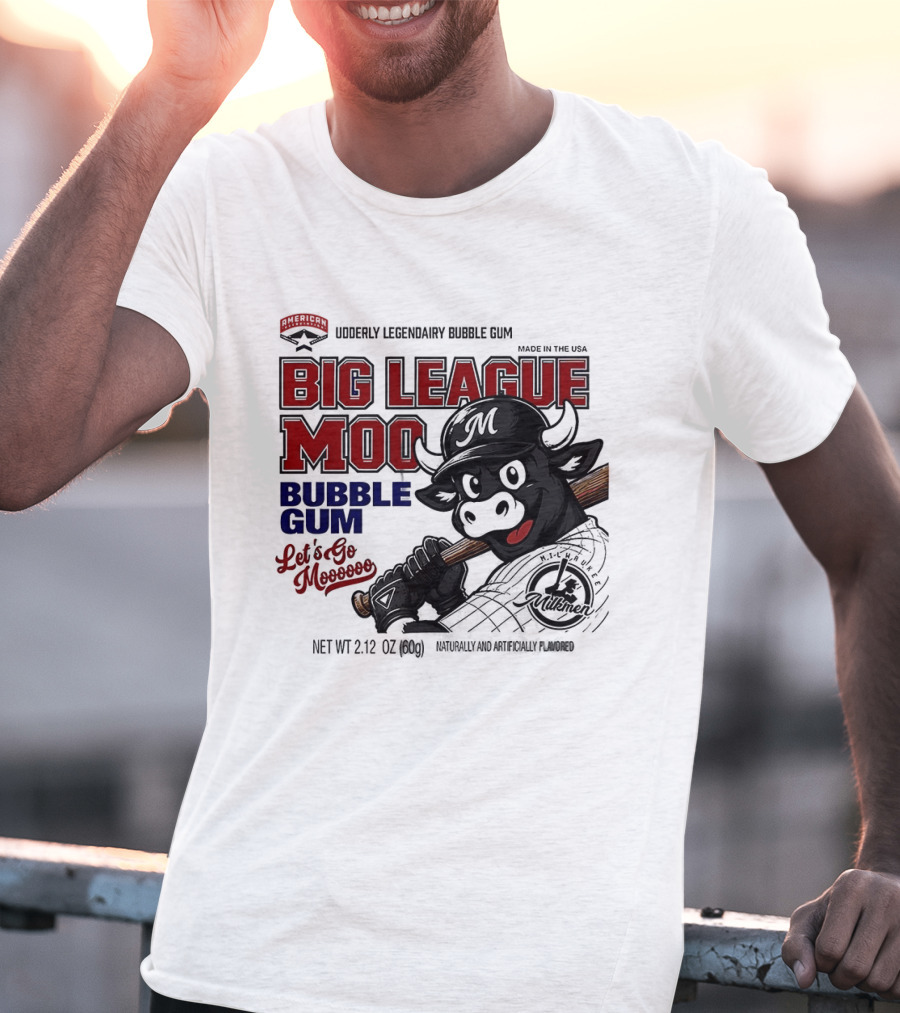 Milwaukee Milkmen Big League Moo Bubble Gum Udderly Legendary Made In USA T-Shirt
