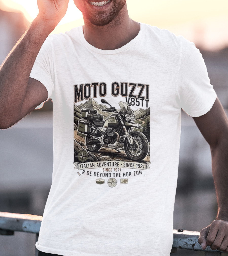 Moto Guzzi V85TT Italian Adventure Since 1921 Ride Beyond The Horizon T-Shirt
