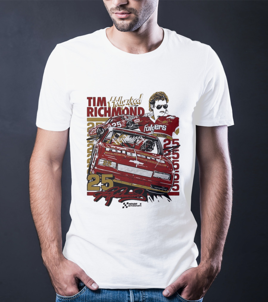 Tim Richmond Hollywood 25 Hendrick Motorsports Folgers NASCAR Racing T-Shirt