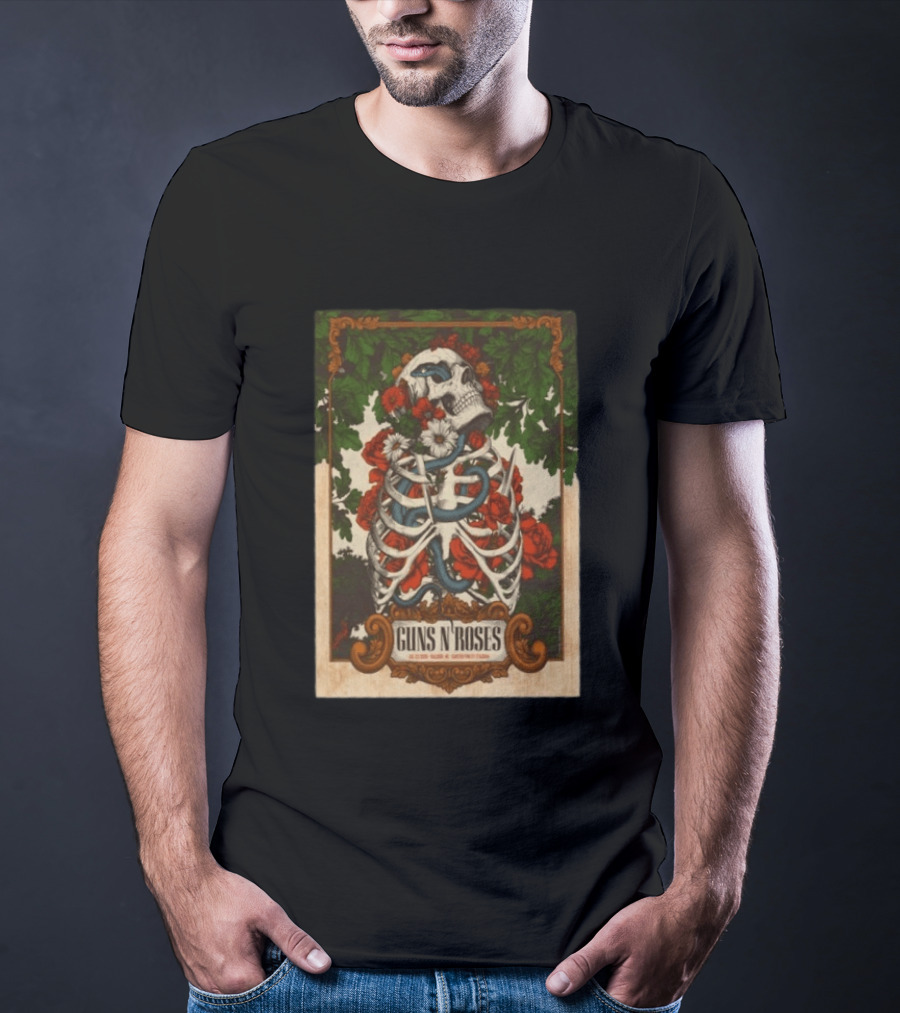 Guns N' Roses Skeleton Roses Raleigh NC 7 23 2026 T-Shirt