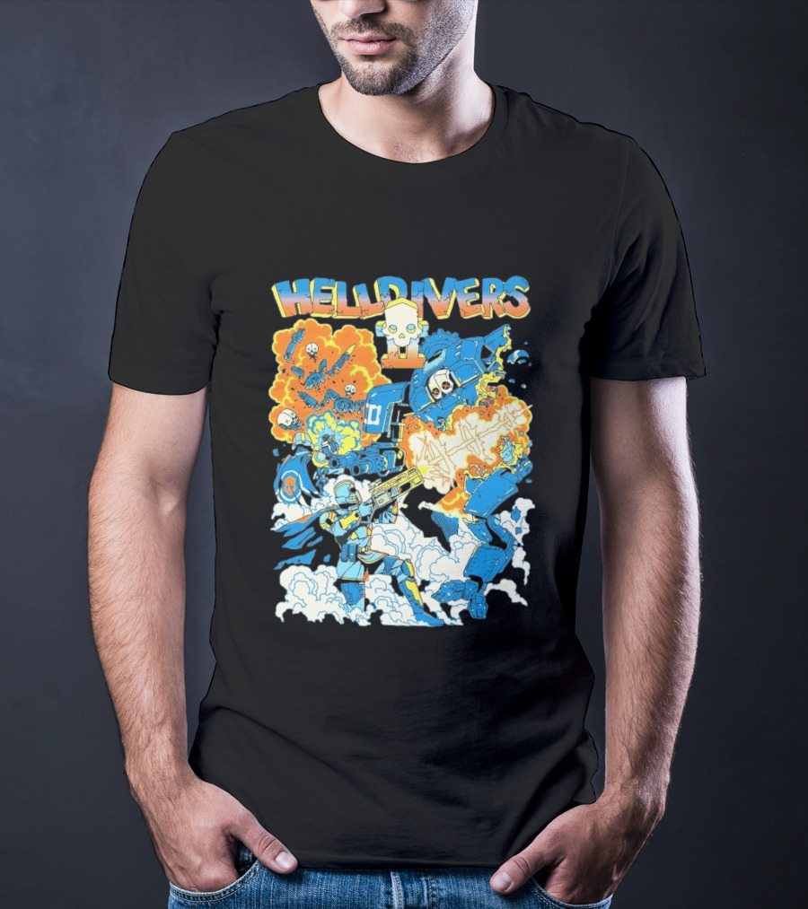 Helldivers 2 Explosive Battle Remember Outpost 32 Retro Skull Warfare T-Shirt