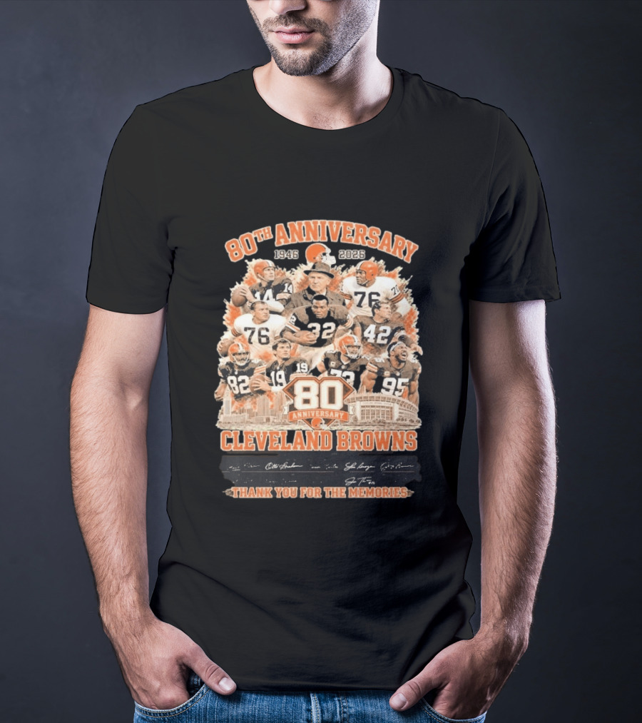 Cleveland Browns 80th Anniversary 1946 2026 Thank You For The Memories T-Shirt