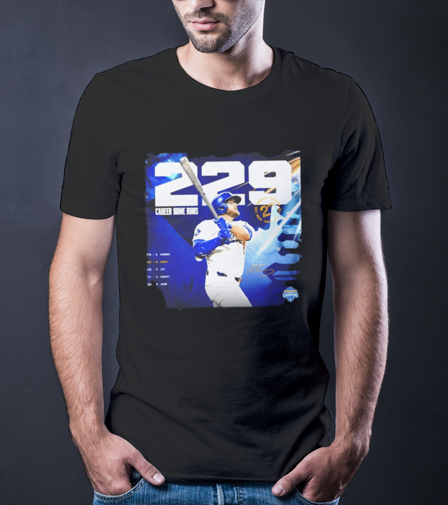Max Muncy Los Angeles Dodgers 229 Career Home Runs Celebration MLB Champions T-Shirt