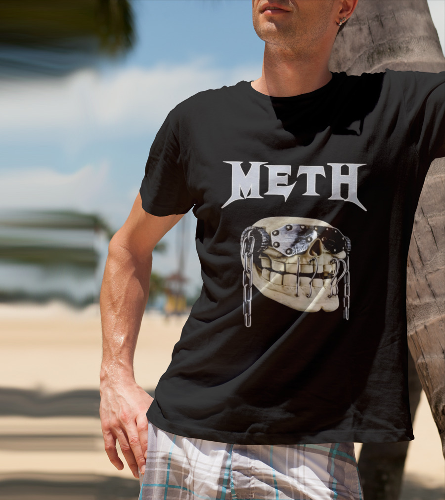Meth Skull Metal Goggles Chains T-Shirt