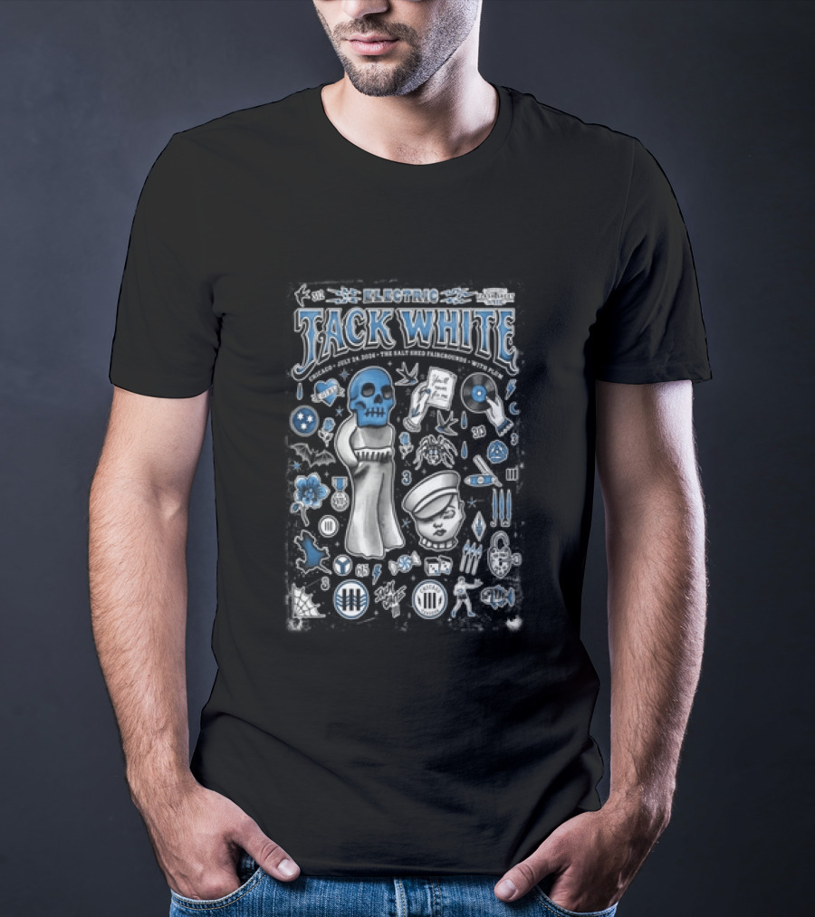 Electric Jack White Chicago July 24 2026 Salt Shed Chicago With Plaketa T-Shirt