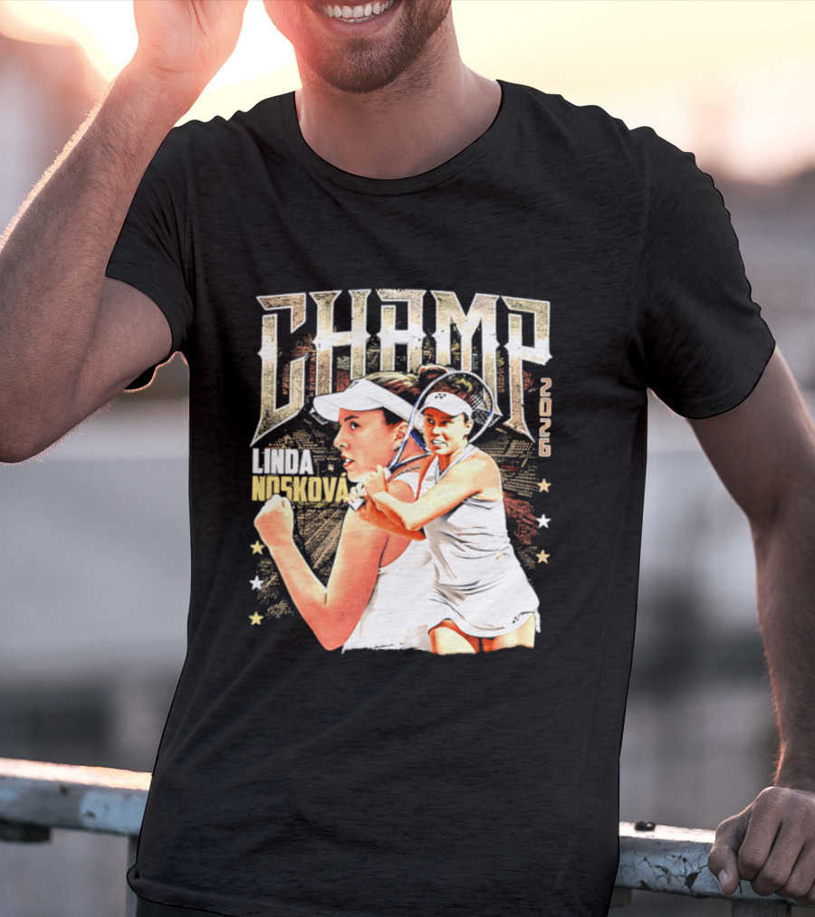 Linda Noskova Wimbledon 2026 Champ Bold Tennis Celebration T-Shirt