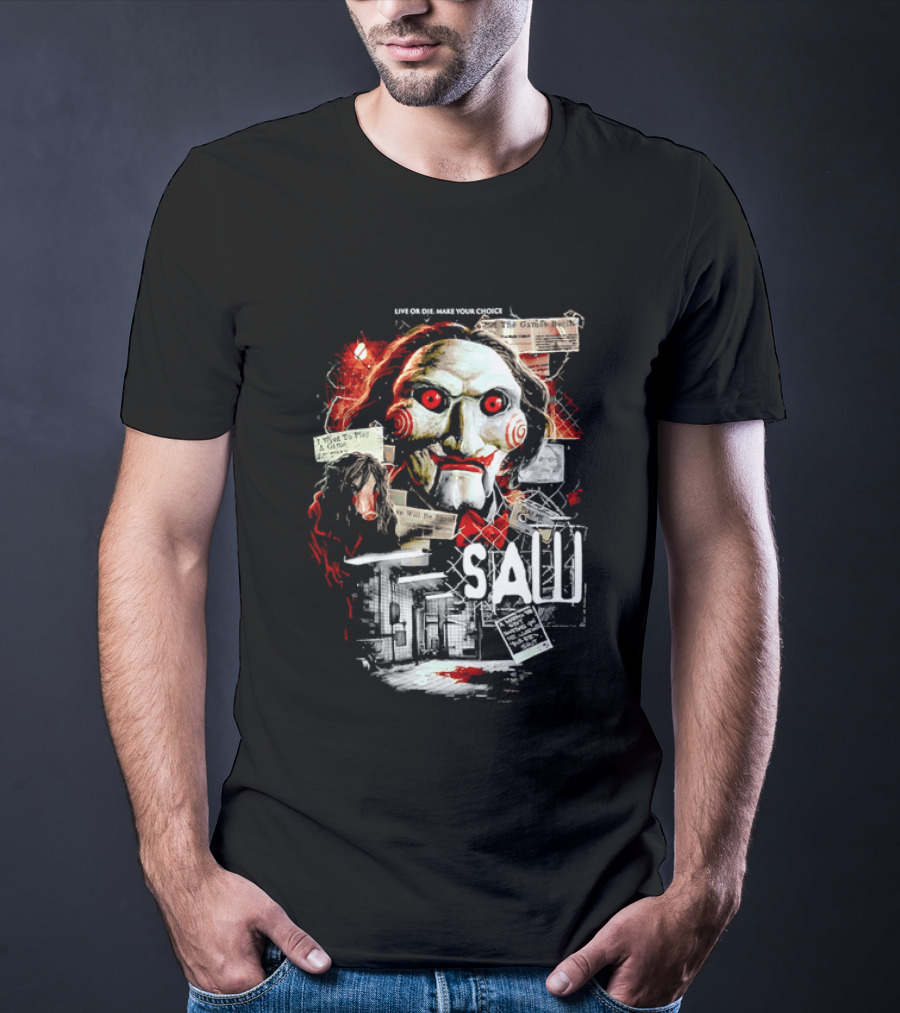 Live Or Die Make Your Choice Saw I Want To Play A Game Sometimes You See More With Your Eyes Shut X Marks The Spot T-Shirt
