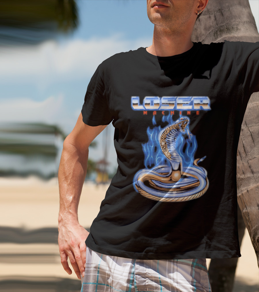 Loser Machine Cobra Flaming Blue Serpent Roaring Snake T-Shirt