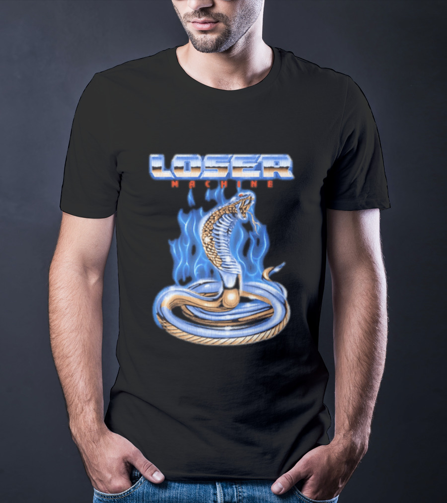 Loser Machine Cobra Flaming Blue Serpent Roaring Snake T-Shirt