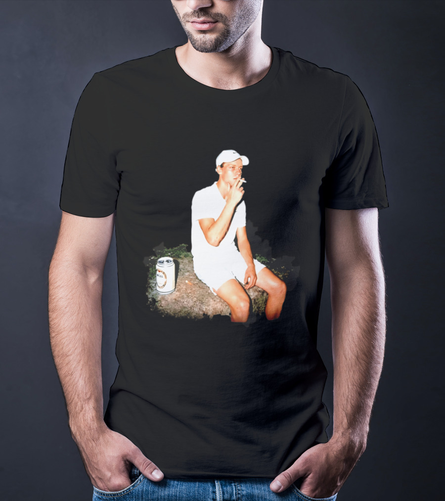Wimbledon 2026 Men's Singles Italy Jannik Sinner Smoking With Beer T-Shirt