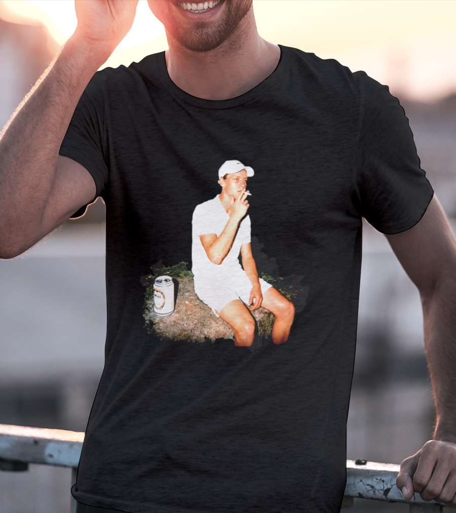 Wimbledon 2026 Men's Singles Italy Jannik Sinner Smoking With Beer T-Shirt