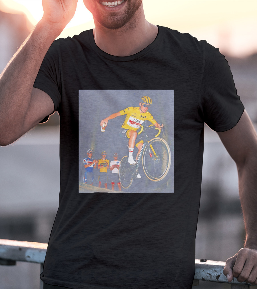 Tadej Pogačar UAE Emirates Cycling Team With Beer Can Stunt T-Shirt