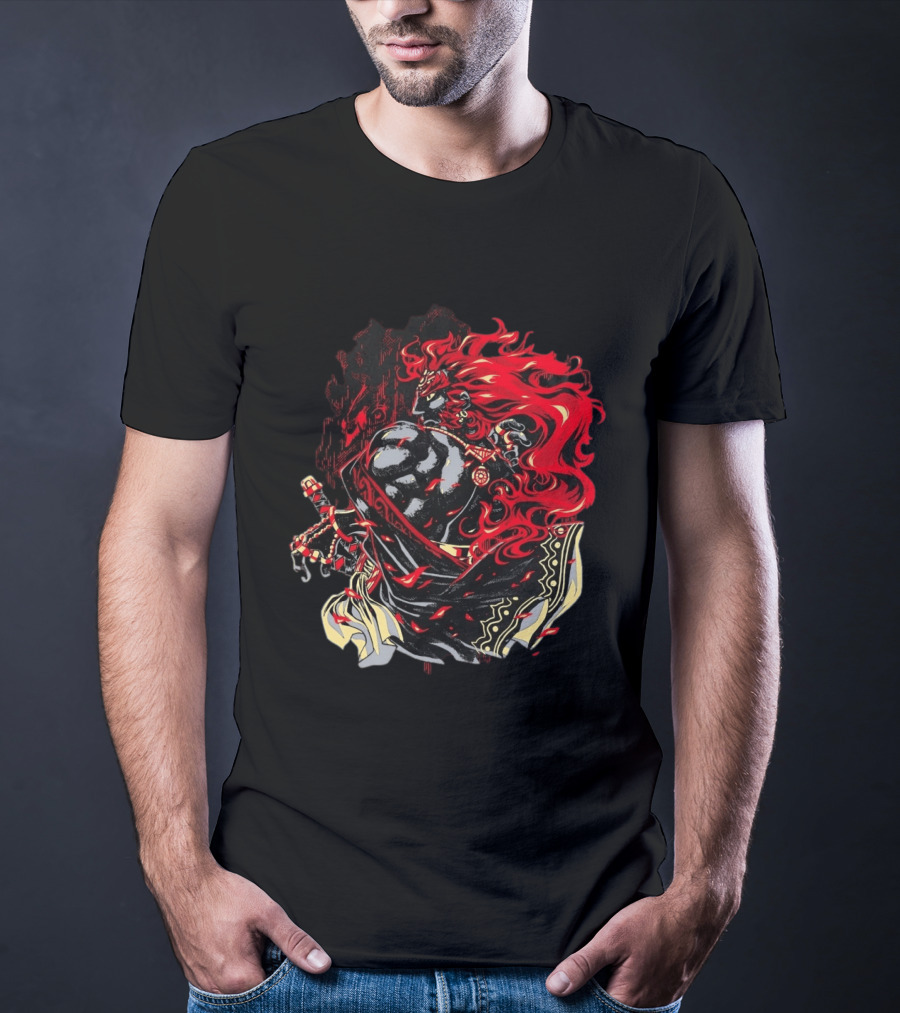 The Legend Of Zelda The Devourer Of Tomorrow Flamboyant Musketeer Warrior With Cape And Fiery Red Hair T-Shirt