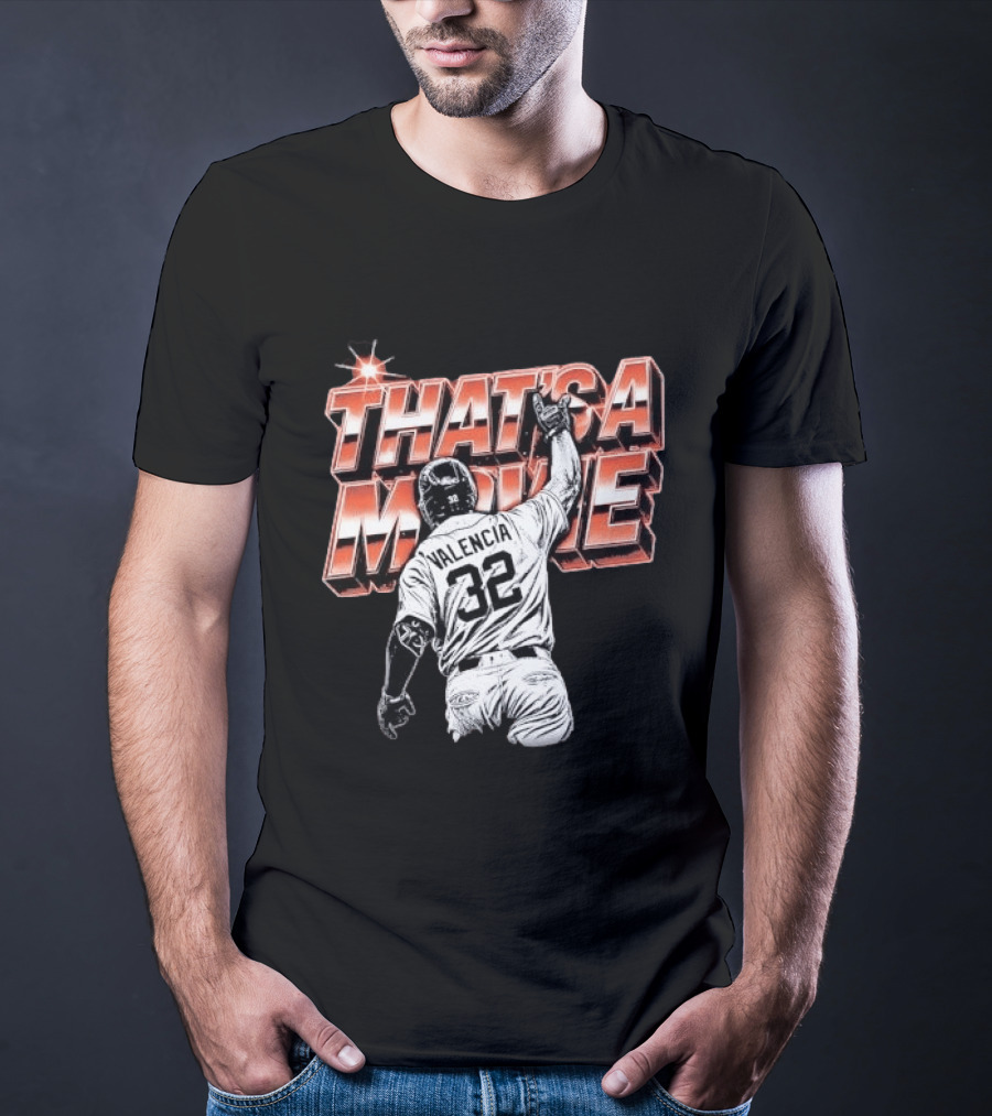 Valencia That's A Movie Baseball Iconic Pose 32 Pointing Skyward T-Shirt