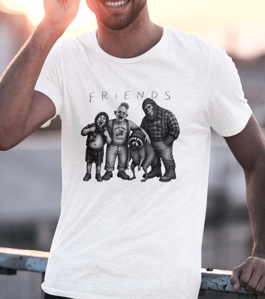 Friends Owning Moose Coffee Jmthy Big Foot Raccoon T-Shirt