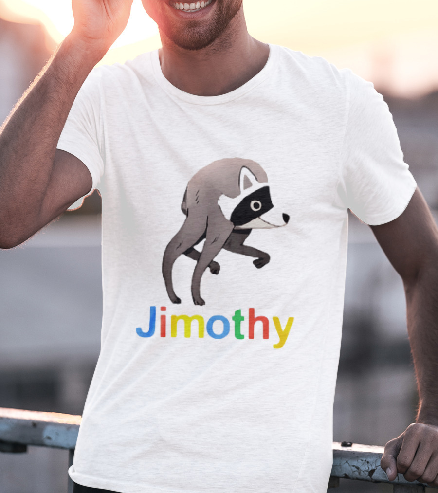 Jimothy The Raccoon Colorful Letters T-Shirt