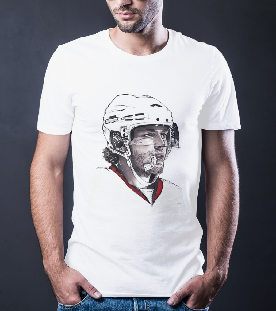 Patrick Kane Chicago Blackhawks 88 Hockey Helmet Sketch T-Shirt