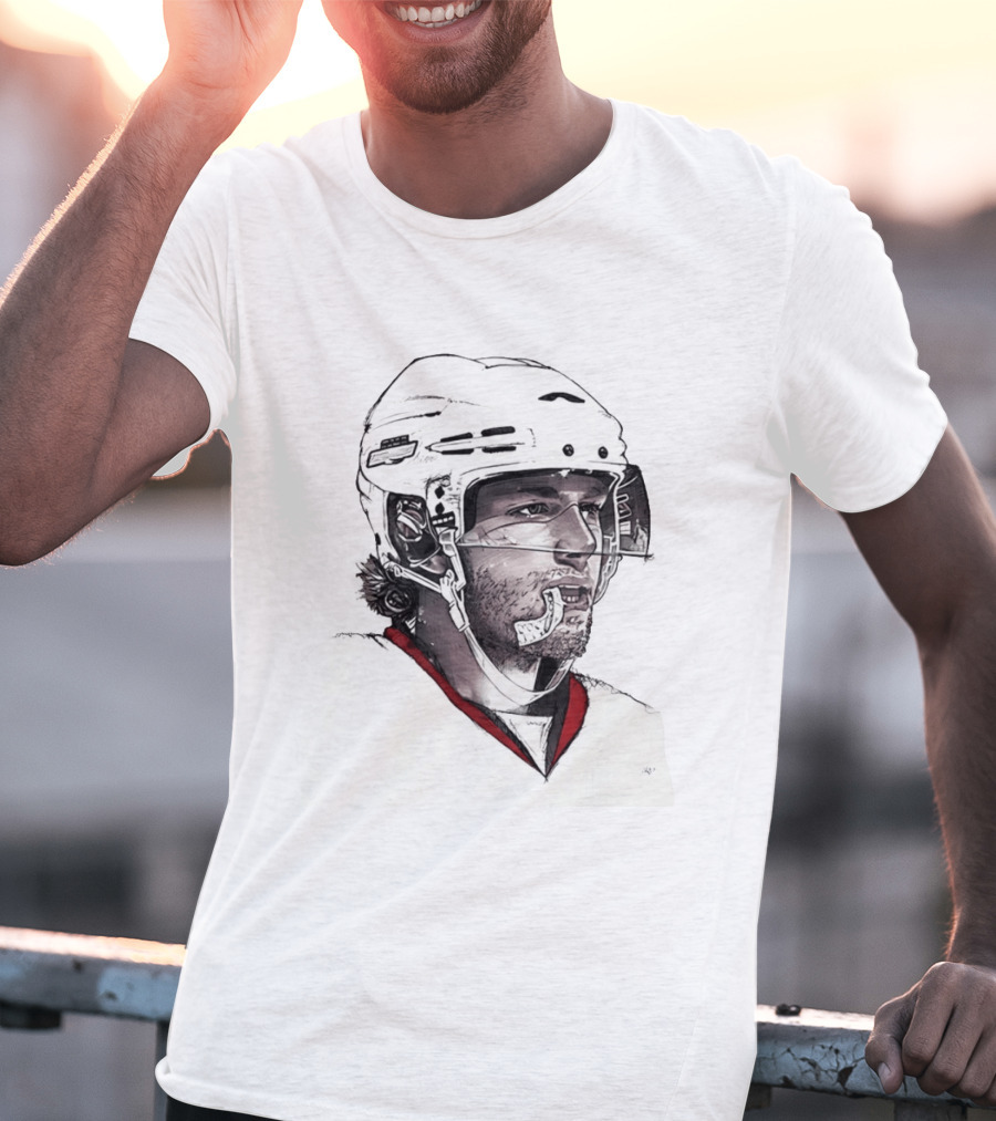 Patrick Kane Chicago Blackhawks 88 Hockey Helmet Sketch T-Shirt