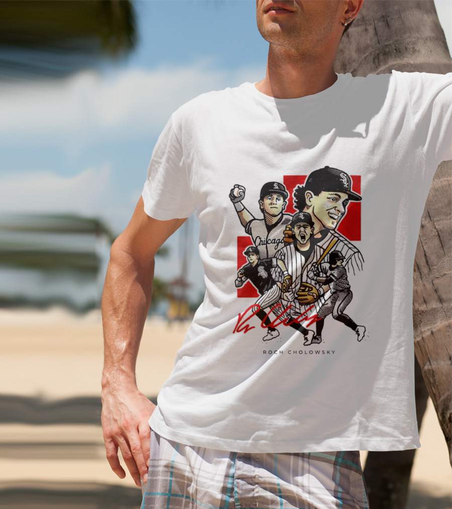 Roch Cholowsky Chicago White Sox Player Artwork Collage T-Shirt