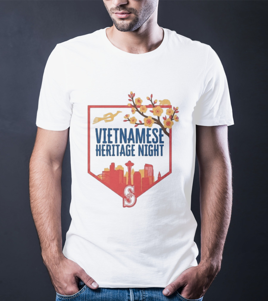 Seattle Mariners Vietnamese Heritage Night Blossom Skyline Celebration T-Shirt