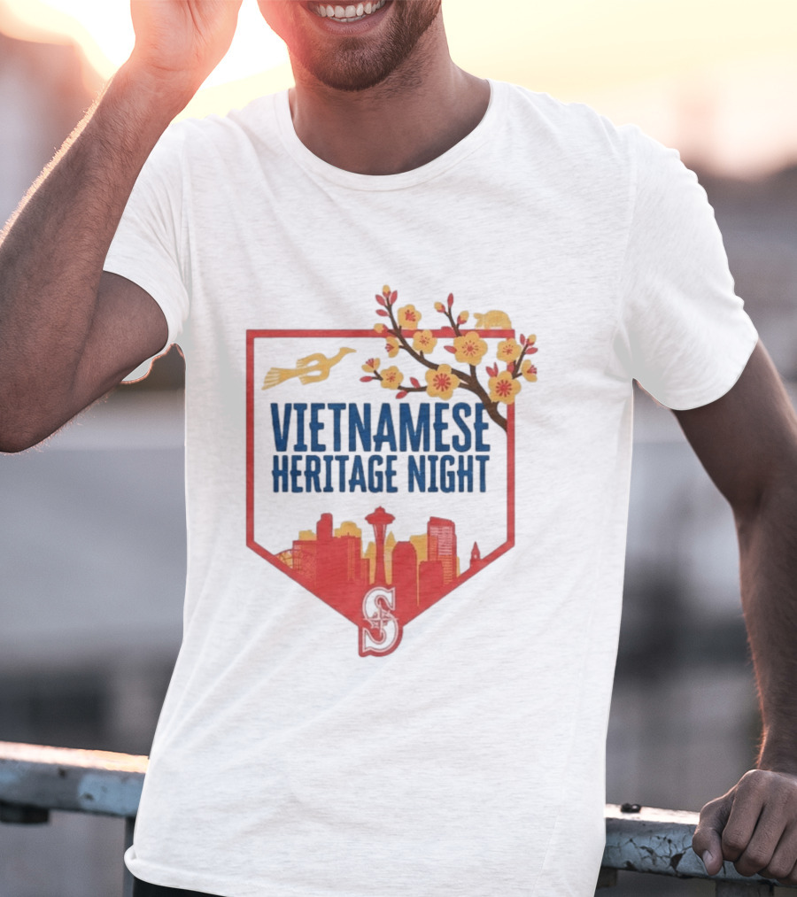 Seattle Mariners Vietnamese Heritage Night Blossom Skyline Celebration T-Shirt