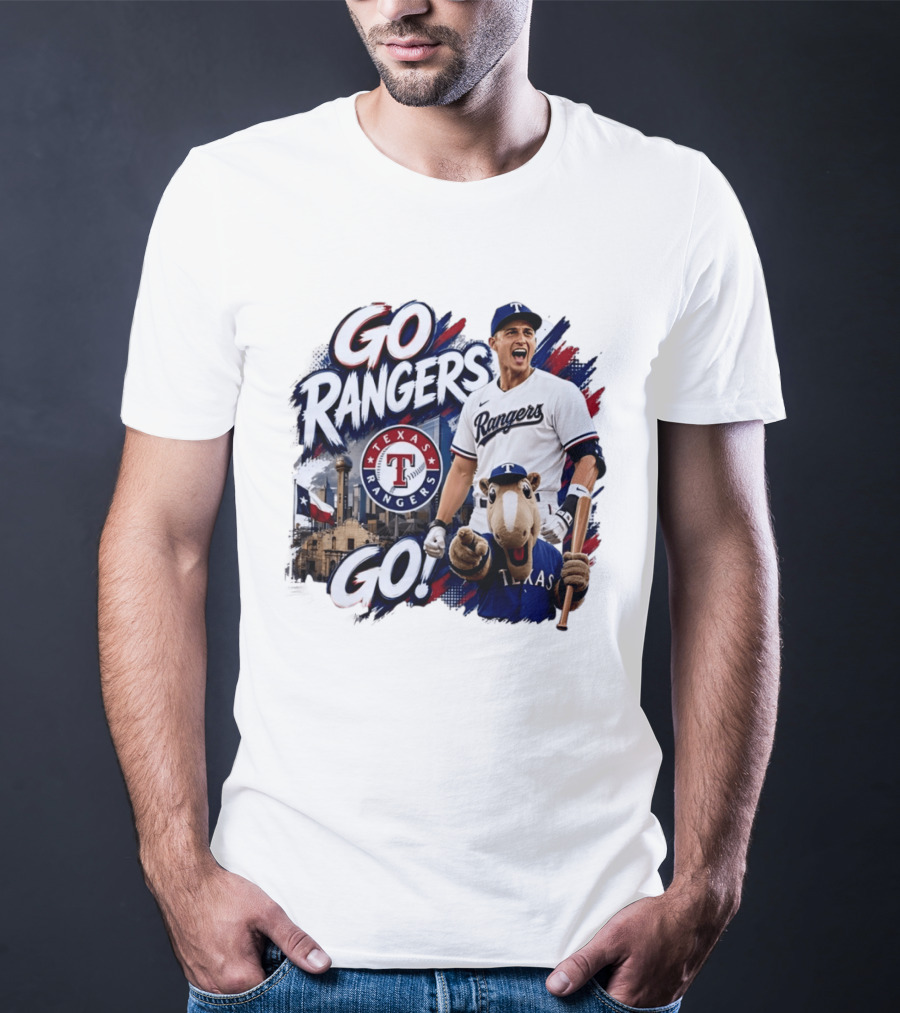 Go Rangers Texas Rangers Baseball Team Spirit Celebration T-Shirt