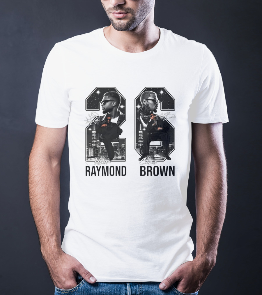 Usher Raymond Chris Brown 26 R And B Tour Usher Chris Brown Signatures T-Shirt