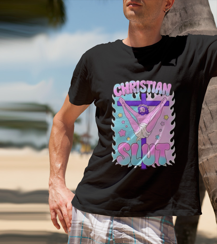 Christian Slut Teen Hearts Jesus Splits Meme T-Shirt