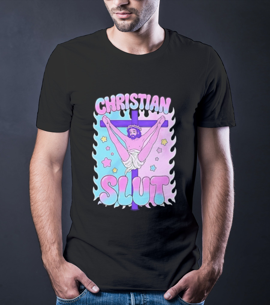Christian Slut Teen Hearts Jesus Splits Meme T-Shirt