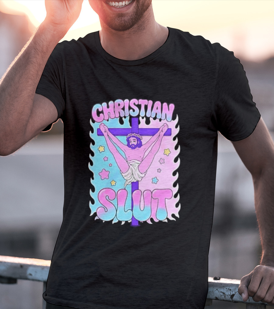 Christian Slut Teen Hearts Jesus Splits Meme T-Shirt