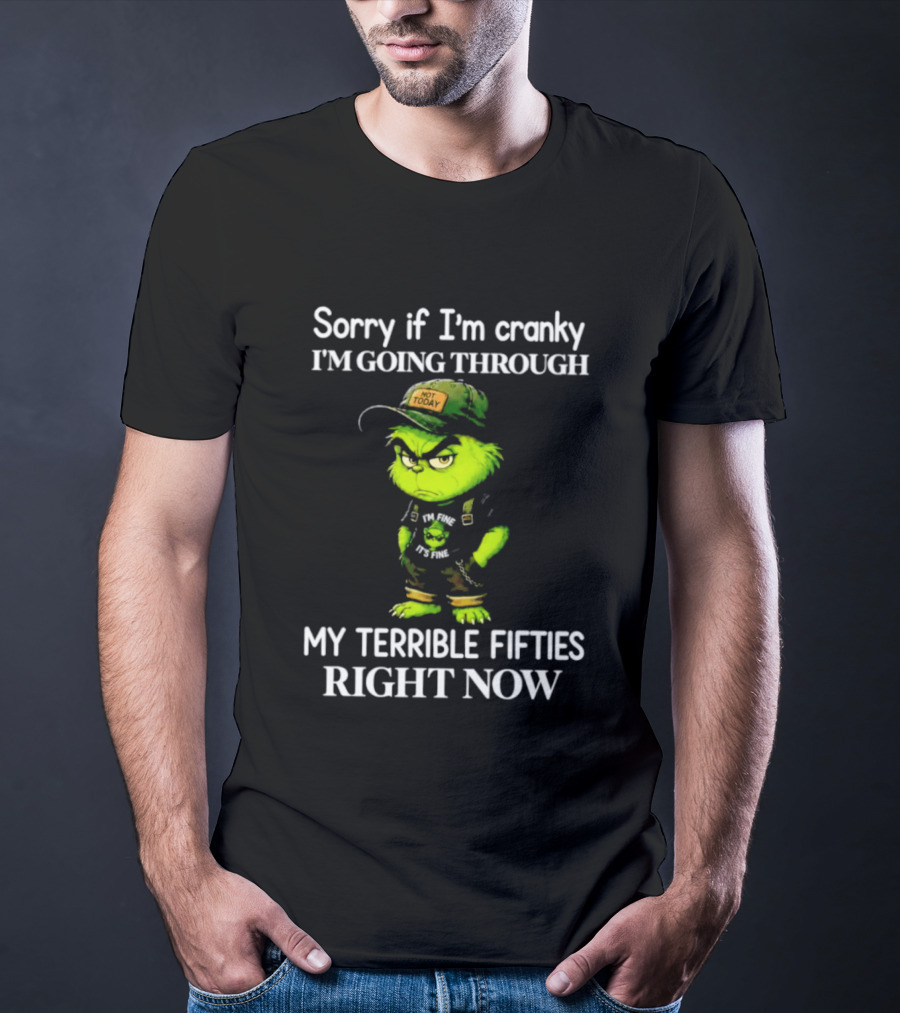 Grinch Sorry If I'm Cranky I'm Going Through My Terrible Fifties Right Now T-Shirt