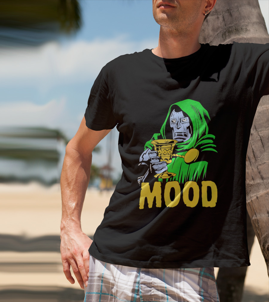 Doom Mood Green Cloaked Character Holding Goblet T-Shirt