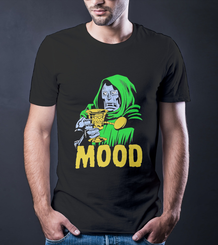 Doom Mood Green Cloaked Character Holding Goblet T-Shirt