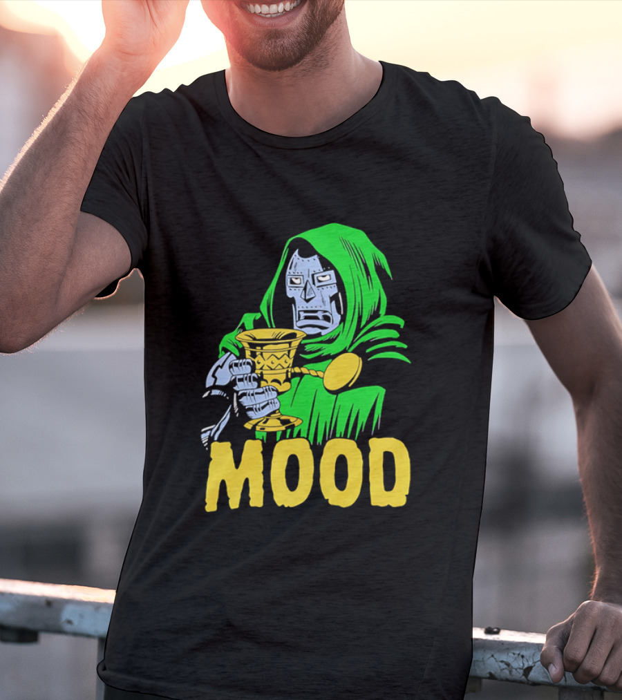 Doom Mood Green Cloaked Character Holding Goblet T-Shirt