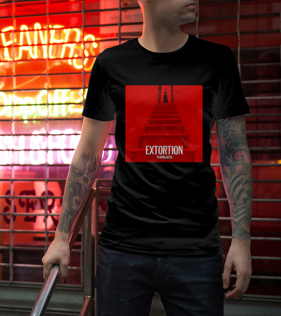 Extortion Threats Dark Stairs Red Scene T-Shirt