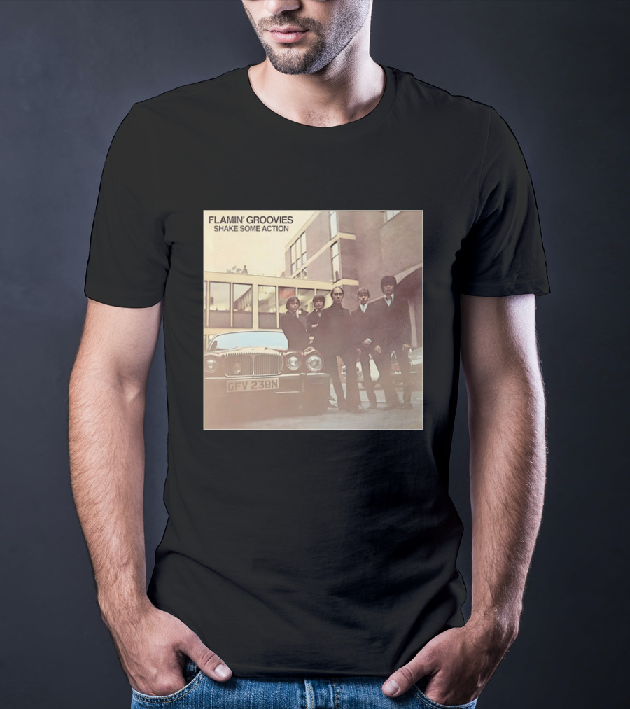 Flamin' Groovies Shake Some Action 50th Anniversary Album Cover Retro Car Scene T-Shirt