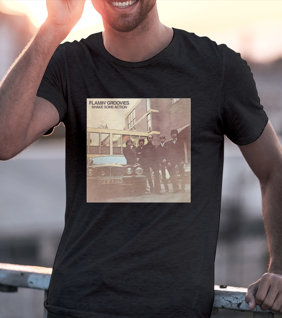 Flamin' Groovies Shake Some Action 50th Anniversary Album Cover Retro Car Scene T-Shirt