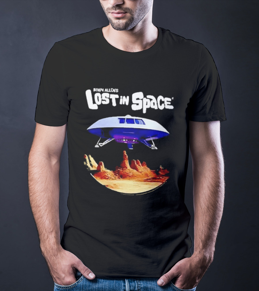 Irwin Allen's Lost In Space Sci Fi Spaceship Over Alien Terrain T-Shirt