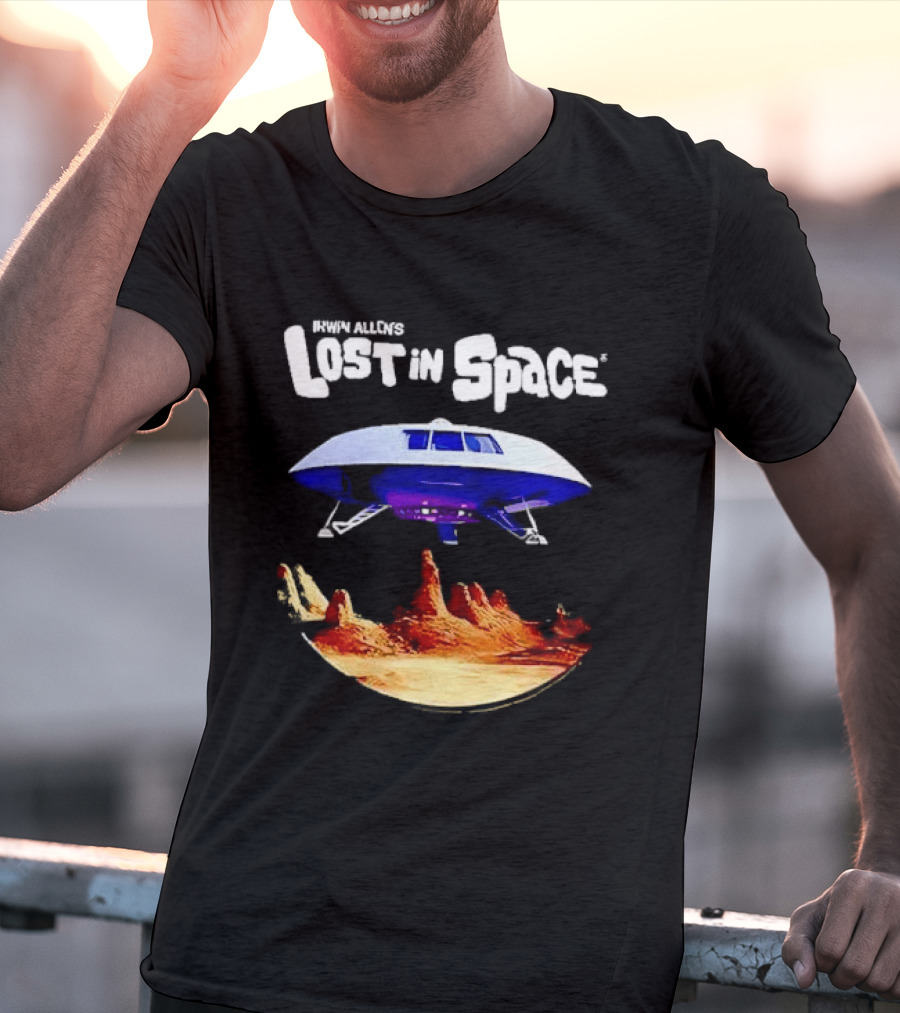 Irwin Allen's Lost In Space Sci Fi Spaceship Over Alien Terrain T-Shirt