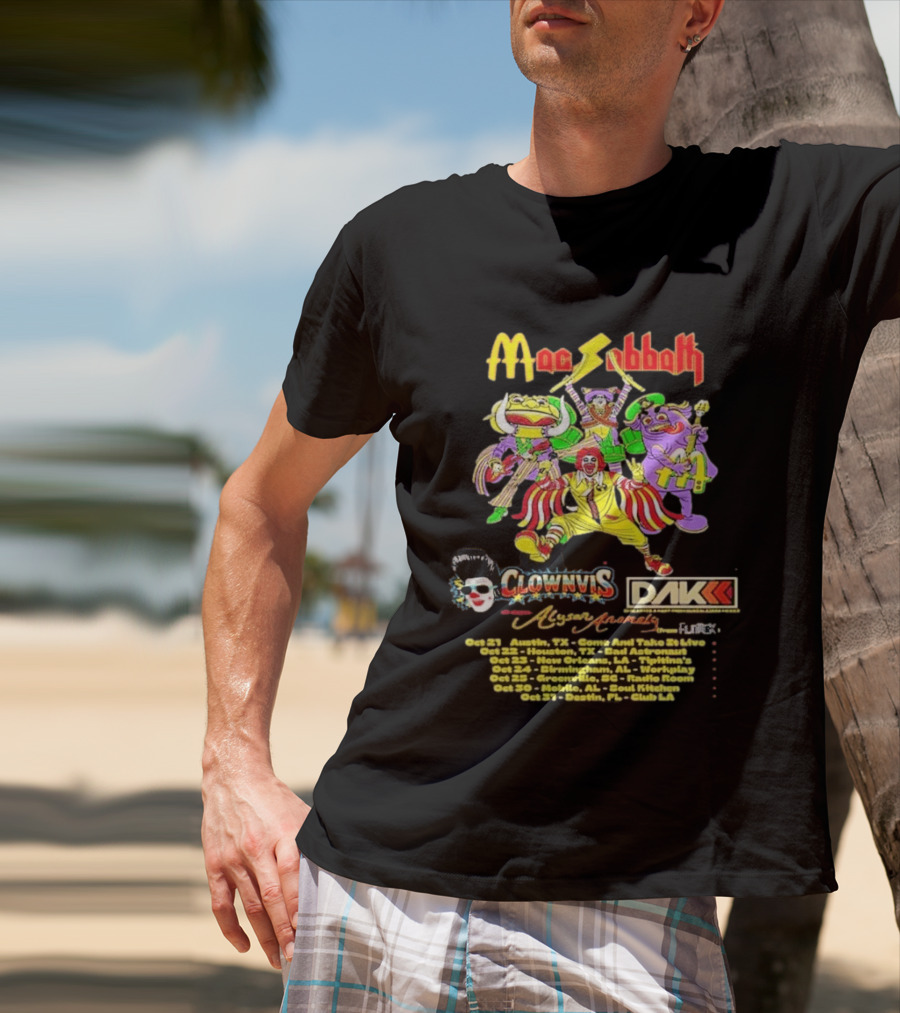 Mac Sabbath Fall 2026 US Tour Clownvis Live Austin Houston Destin FL Oct 21 31 T-Shirt