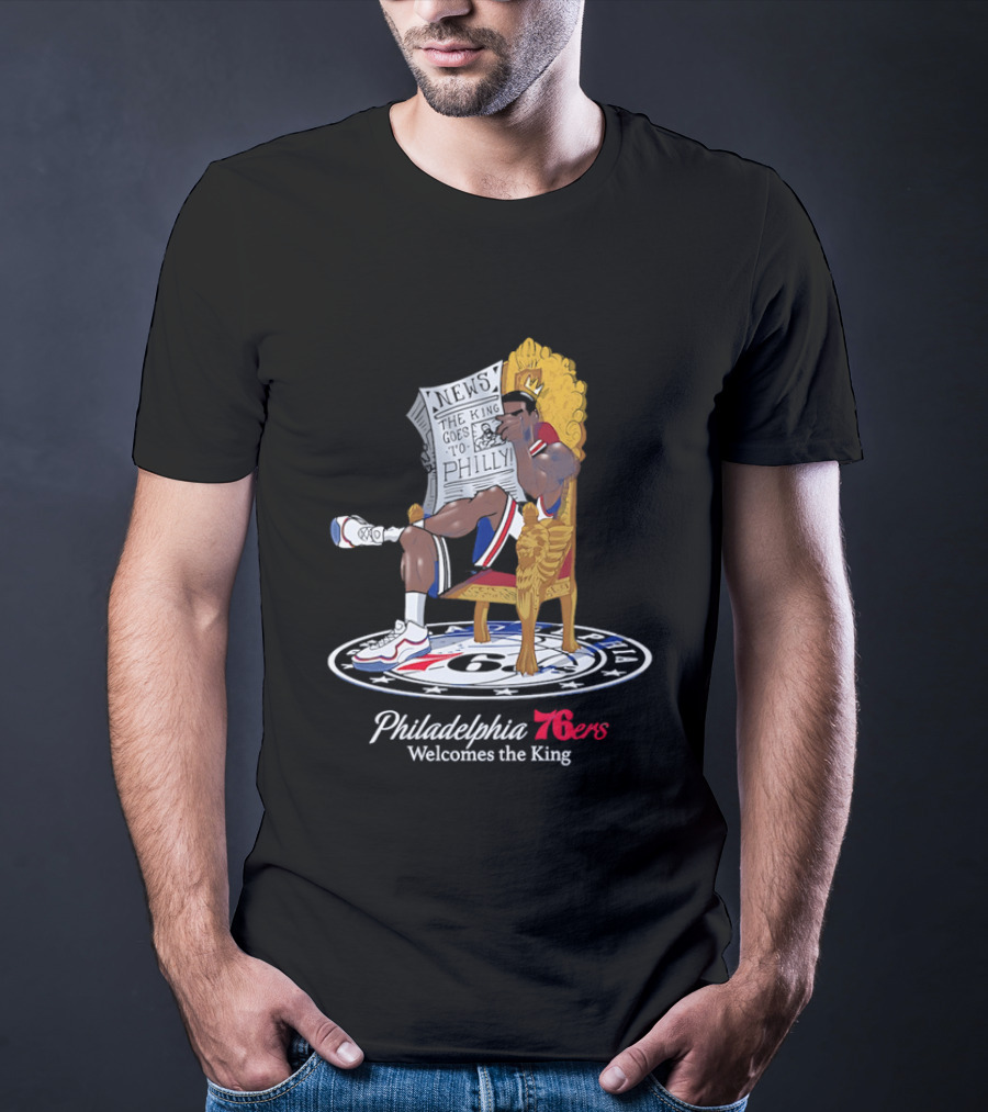 Philadelphia 76ers Welcome The King LeBron James Caricature T-Shirt