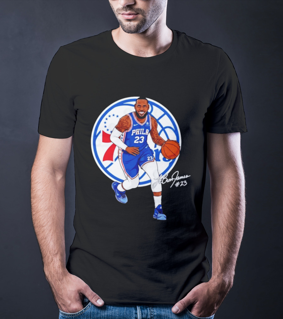 Philadelphia 76ers 23 LeBron James Blue Basketball Phila 76ers T-Shirt