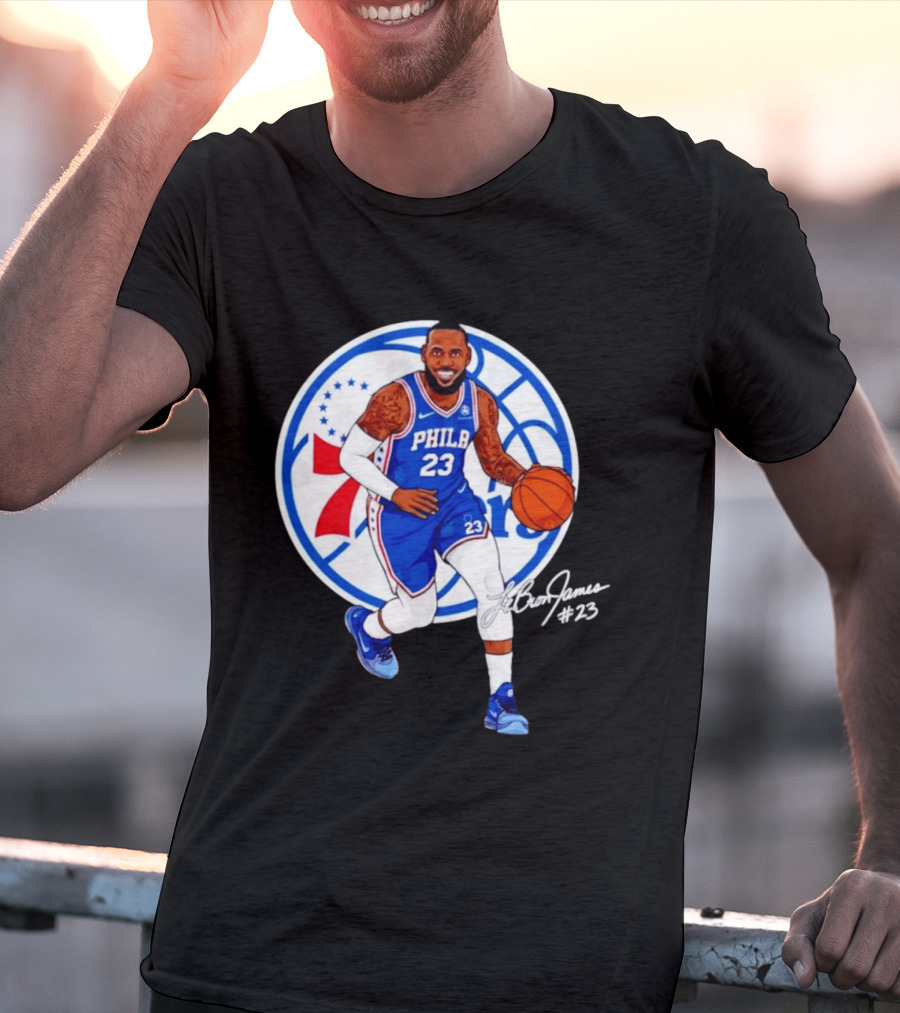 Philadelphia 76ers 23 LeBron James Blue Basketball Phila 76ers T-Shirt