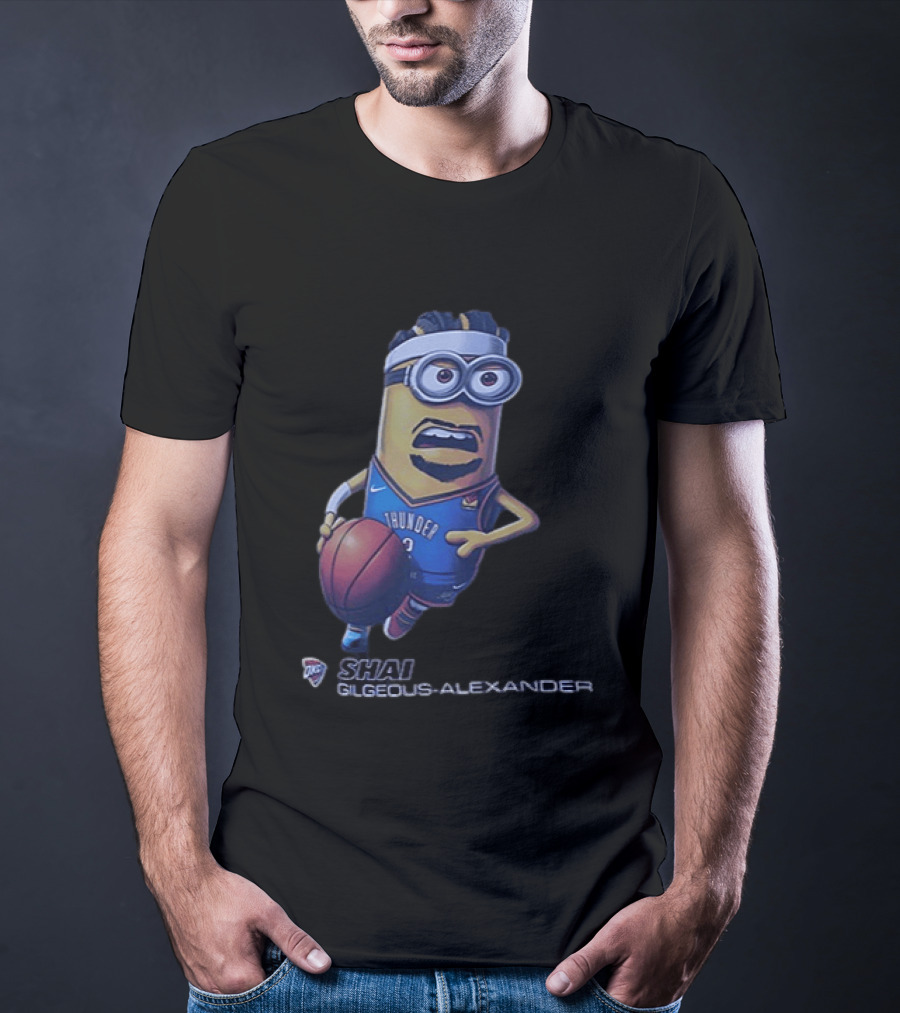 OKC Thunder NBA Shai Gilgeous Alexander Minion Basketball Player T-Shirt