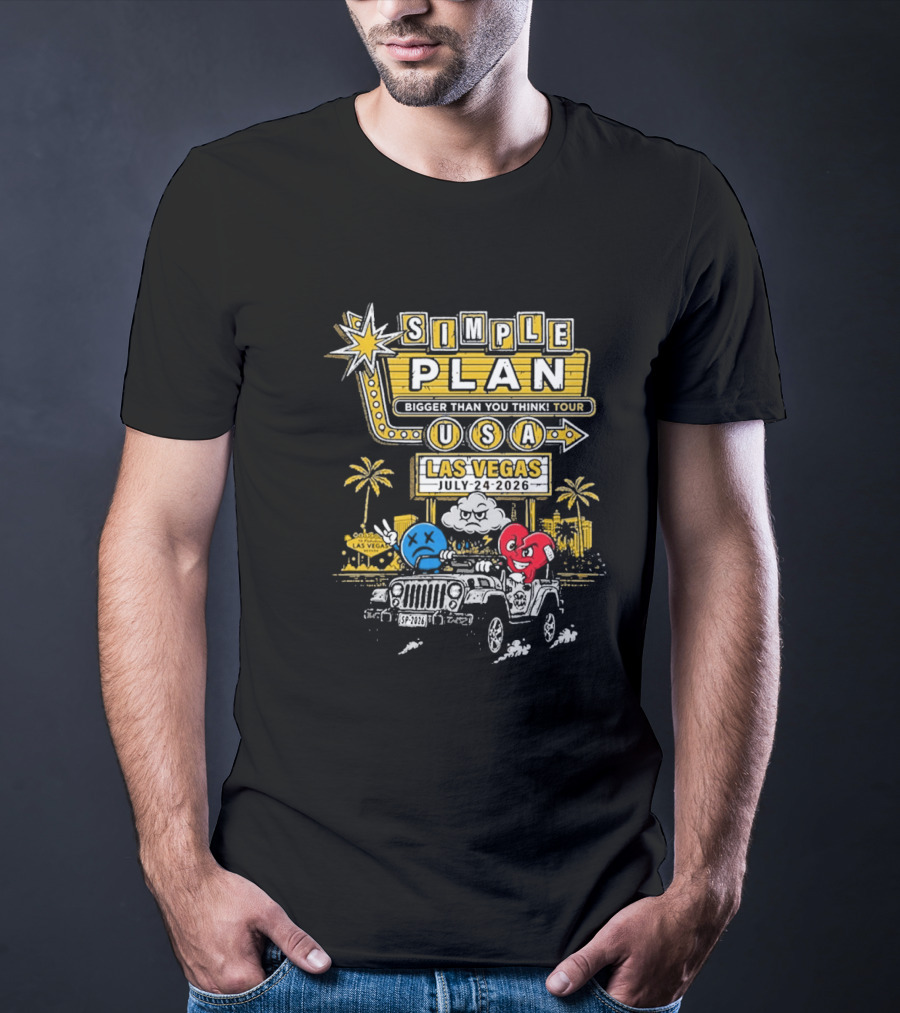 Simple Plan Bigger Than You Think Tour USA Las Vegas July 4 2026 Pearl Concert Theater Palms Casino Resort T-Shirt