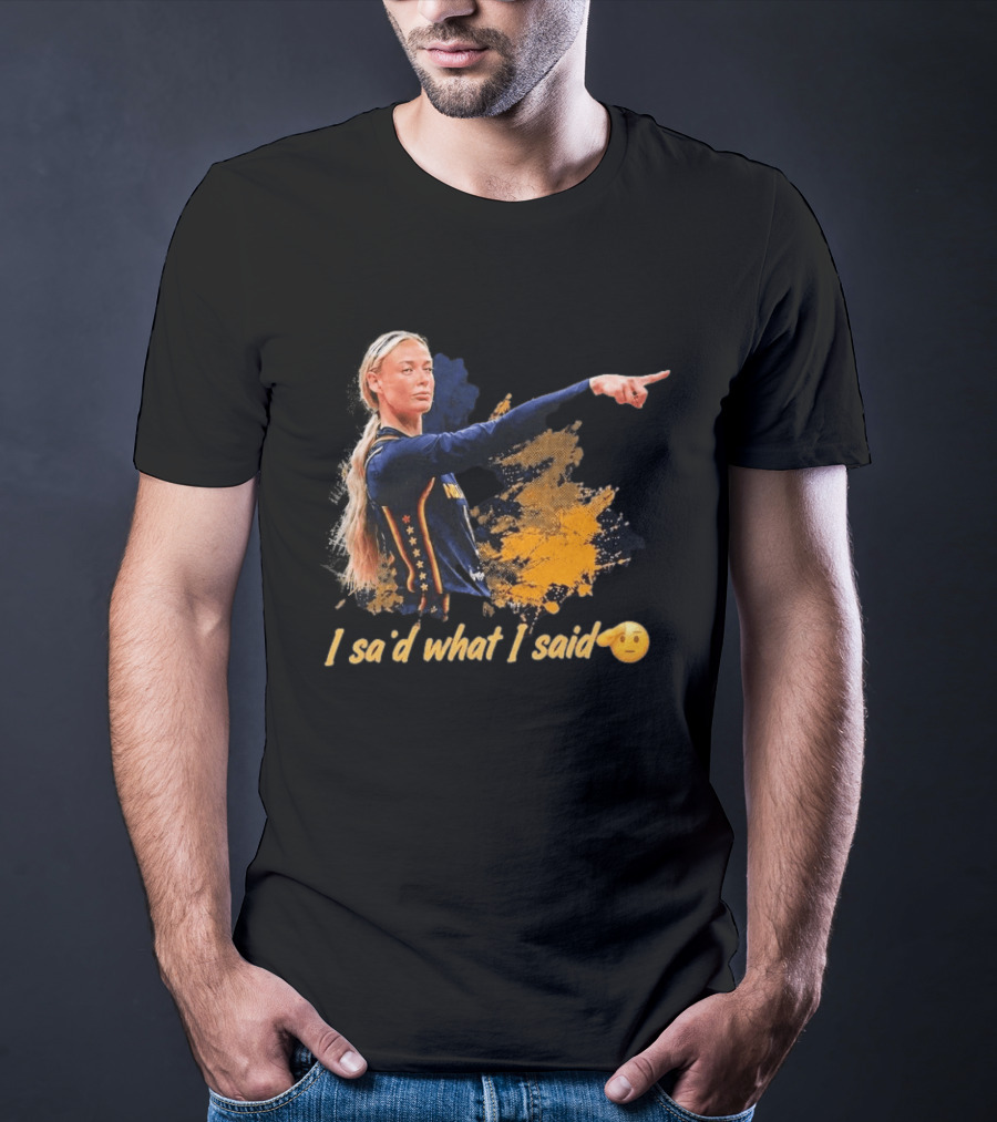 Sophie Cunningham I Said What I Said Yellow And Blue Basketball Emoji T-Shirt